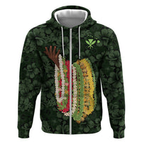 Hawaii Lei Kamehameha Zip Hoodie Oma'oma'o Seamless Pattern Hibiscus Flower