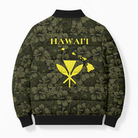 Hawaii Lei Kamehameha Bomber Puffer Jacket Melemele Seamless Pattern Hibiscus Flower