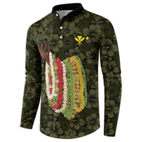 Hawaii Lei Kamehameha Button Sweatshirt Melemele Seamless Pattern Hibiscus Flower