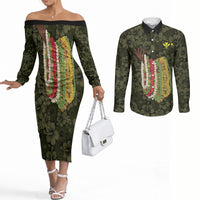 Hawaii Lei Kamehameha Couples Matching Off The Shoulder Long Sleeve Dress and Long Sleeve Button Shirt Melemele Seamless Pattern Hibiscus Flower LT9 Yellow - Polynesian Pride