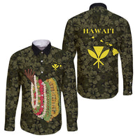 Hawaii Lei Kamehameha Family Matching Long Sleeve Bodycon Dress and Hawaiian Shirt Melemele Seamless Pattern Hibiscus Flower LT9 Dad's Shirt - Long Sleeve Yellow - Polynesian Pride