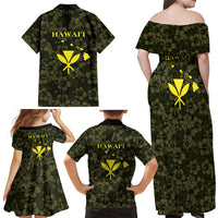 Hawaii Lei Kamehameha Family Matching Off Shoulder Maxi Dress and Hawaiian Shirt Melemele Seamless Pattern Hibiscus Flower LT9 Mom's Dress Yellow - Polynesian Pride