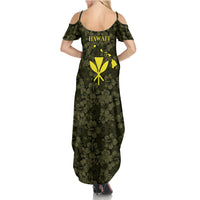 Hawaii Lei Kamehameha Family Matching Summer Maxi Dress and Hawaiian Shirt Melemele Seamless Pattern Hibiscus Flower