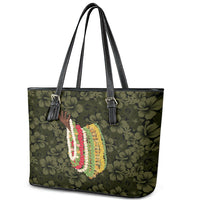 Hawaii Lei Kamehameha Leather Tote Bag Melemele Seamless Pattern Hibiscus Flower