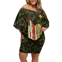 Hawaii Lei Kamehameha Off Shoulder Short Dress Melemele Seamless Pattern Hibiscus Flower LT9 Women Yellow - Polynesian Pride