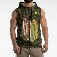 Hawaii Lei Kamehameha Sleeveless Zip Hoodie Melemele Seamless Pattern Hibiscus Flower