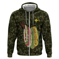 Hawaii Lei Kamehameha Zip Hoodie Melemele Seamless Pattern Hibiscus Flower LT9 Zip Hoodie Yellow - Polynesian Pride