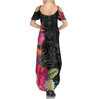 Hafa Adai Guam Summer Maxi Dress Tropical Flowers Colorful Vibes