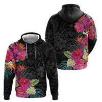 Hafa Adai Guam Zip Hoodie Tropical Flowers Colorful Vibes LT9 - Polynesian Pride