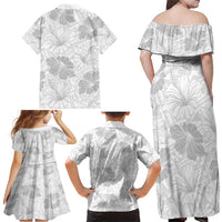 Samoa Lotu Tamaiti Family Matching Off Shoulder Maxi Dress and Hawaiian Shirt White Sun Day Beauty Hibiscus Ver01