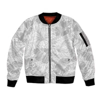 Samoa Lotu Tamaiti Sleeve Zip Bomber Jacket White Sun Day Beauty Hibiscus Ver01 LT9 Unisex White - Polynesian Pride