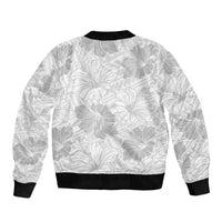 Samoa Lotu Tamaiti Sleeve Zip Bomber Jacket White Sun Day Beauty Hibiscus Ver01 LT9 - Polynesian Pride