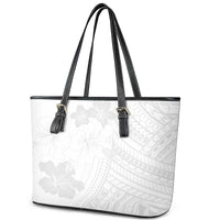 Samoa Lotu Tamaiti Leather Tote Bag White Sun Day Beauty Hibiscus Ver02 LT9 - Polynesian Pride