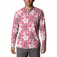 Give Cancer The Boot Pink Cowgirl Button Sweatshirt Western Aloha Hibiscus Paniolo Heritage Floral