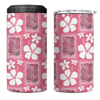 Give Cancer The Boot Pink Cowgirl 4 in 1 Can Cooler Tumbler Western Aloha Hibiscus Paniolo Heritage Floral