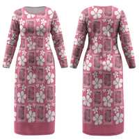 Give Cancer The Boot Pink Cowgirl Couples Matching Long Sleeve Bodycon Dress and Hawaiian Shirt Western Aloha Hibiscus Paniolo Heritage Floral