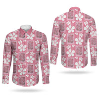 Give Cancer The Boot Pink Cowgirl Couples Matching Long Sleeve Bodycon Dress and Long Sleeve Button Shirt Western Aloha Hibiscus Paniolo Heritage Floral