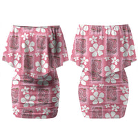 Give Cancer The Boot Pink Cowgirl Couples Matching Off Shoulder Short Dress and Hawaiian Shirt Western Aloha Hibiscus Paniolo Heritage Floral