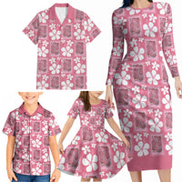 Give Cancer The Boot Pink Cowgirl Family Matching Long Sleeve Bodycon Dress and Hawaiian Shirt Western Aloha Hibiscus Paniolo Heritage Floral