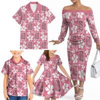 Give Cancer The Boot Pink Cowgirl Family Matching Off The Shoulder Long Sleeve Dress and Hawaiian Shirt Western Aloha Hibiscus Paniolo Heritage Floral