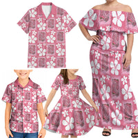 Give Cancer The Boot Pink Cowgirl Family Matching Off Shoulder Maxi Dress and Hawaiian Shirt Western Aloha Hibiscus Paniolo Heritage Floral