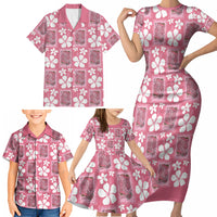Give Cancer The Boot Pink Cowgirl Family Matching Short Sleeve Bodycon Dress and Hawaiian Shirt Western Aloha Hibiscus Paniolo Heritage Floral