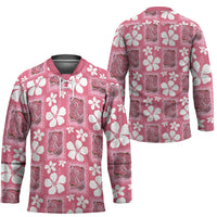 Give Cancer The Boot Pink Cowgirl Hockey Jersey Western Aloha Hibiscus Paniolo Heritage Floral