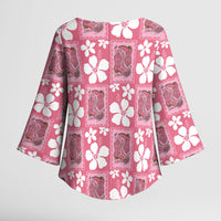 Give Cancer The Boot Pink Cowgirl Kimono Sleeve Blouse Western Aloha Hibiscus Paniolo Heritage Floral