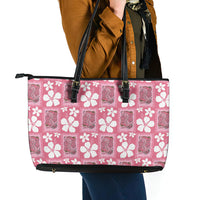 Give Cancer The Boot Pink Cowgirl Leather Tote Bag Western Aloha Hibiscus Paniolo Heritage Floral
