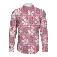 Give Cancer The Boot Pink Cowgirl Long Sleeve Button Shirt Western Aloha Hibiscus Paniolo Heritage Floral