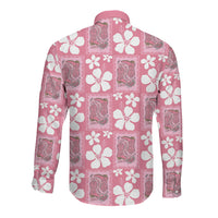Give Cancer The Boot Pink Cowgirl Long Sleeve Button Shirt Western Aloha Hibiscus Paniolo Heritage Floral