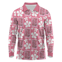 Give Cancer The Boot Pink Cowgirl Long Sleeve Polo Shirt Western Aloha Hibiscus Paniolo Heritage Floral
