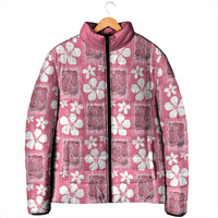 Give Cancer The Boot Pink Cowgirl Padded Jacket Western Aloha Hibiscus Paniolo Heritage Floral