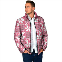 Give Cancer The Boot Pink Cowgirl Padded Jacket Western Aloha Hibiscus Paniolo Heritage Floral
