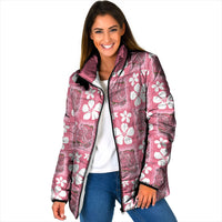 Give Cancer The Boot Pink Cowgirl Padded Jacket Western Aloha Hibiscus Paniolo Heritage Floral