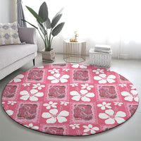 Give Cancer The Boot Pink Cowgirl Round Carpet Western Aloha Hibiscus Paniolo Heritage Floral