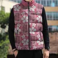 Give Cancer The Boot Pink Cowgirl Sleeveless Puffer Jacket Western Aloha Hibiscus Paniolo Heritage Floral