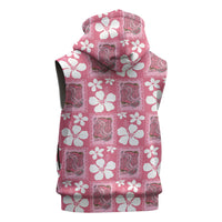 Give Cancer The Boot Pink Cowgirl Sleeveless Zip Hoodie Western Aloha Hibiscus Paniolo Heritage Floral