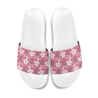 Give Cancer The Boot Pink Cowgirl Slide Sandals Western Aloha Hibiscus Paniolo Heritage Floral