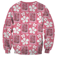 Give Cancer The Boot Pink Cowgirl Sweatshirt Western Aloha Hibiscus Paniolo Heritage Floral