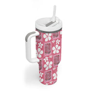 Give Cancer The Boot Pink Cowgirl Tumbler With Handle Western Aloha Hibiscus Paniolo Heritage Floral
