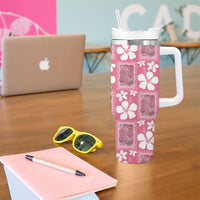 Give Cancer The Boot Pink Cowgirl Tumbler With Handle Western Aloha Hibiscus Paniolo Heritage Floral