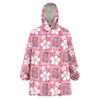 Give Cancer The Boot Pink Cowgirl Wearable Blanket Hoodie Western Aloha Hibiscus Paniolo Heritage Floral