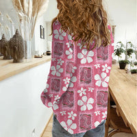 Give Cancer The Boot Pink Cowgirl Women Casual Shirt Western Aloha Hibiscus Paniolo Heritage Floral