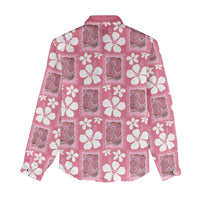 Give Cancer The Boot Pink Cowgirl Women Casual Shirt Western Aloha Hibiscus Paniolo Heritage Floral
