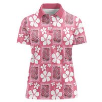 Give Cancer The Boot Pink Cowgirl Women Polo Shirt Western Aloha Hibiscus Paniolo Heritage Floral