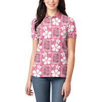Give Cancer The Boot Pink Cowgirl Women Polo Shirt Western Aloha Hibiscus Paniolo Heritage Floral