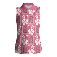 Give Cancer The Boot Pink Cowgirl Women Sleeveless Polo Shirt Western Aloha Hibiscus Paniolo Heritage Floral
