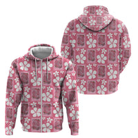 Give Cancer The Boot Pink Cowgirl Zip Hoodie Western Aloha Hibiscus Paniolo Heritage Floral