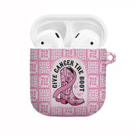 Give Cancer The Boot Pink Cowgirl AirPods Case Hawaiian Paniolo Mixed Quilt Pattern Style